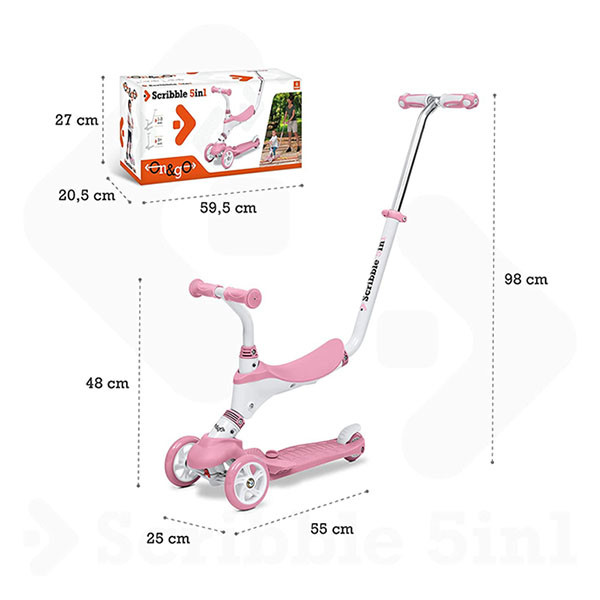 Step Mondo 5 in 1 Trike Verstelbaar Roze Mondo Kabelshop